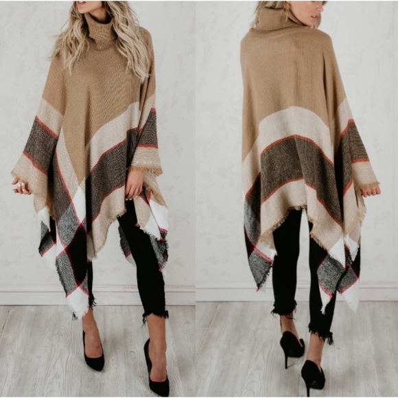 Last 1 🌟 New Cozy Turtleneck Knit Poncho - Picture 3 of 5